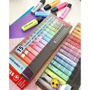Textmarker Stabilo Boss Original, 15 culori/set, 9 culori fluorescente, 6 culori pastelate, cu suport de birou BPTCSW70150B