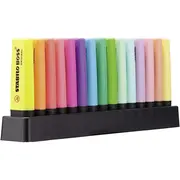 Textmarker Stabilo Boss Original, 15 culori/set, 9 culori fluorescente, 6 culori pastelate, cu suport de birou BPTCSW70150B