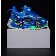 Adidasi cu luminite pentru baietei - masinuta albastra super led adled-1-1