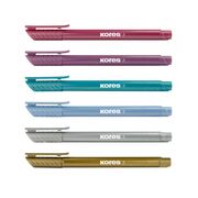 Set 6 markere permanente metalice Kores, varf tip pensula, in blister BPTCKS992532