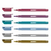 Set 6 markere permanente metalice Kores, varf tip pensula, in blister BPTCKS992532
