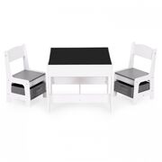 Set de masa cu doua scaune pentru copii ecotoys zkc-1a - alb-gri edeedizkc-1a