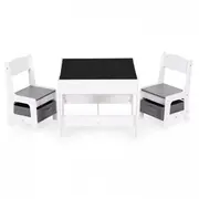 Set de masa cu doua scaune pentru copii ecotoys zkc-1a - alb-gri edeedizkc-1a