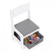 Set de masa cu doua scaune pentru copii ecotoys zkc-1a - alb-gri edeedizkc-1a