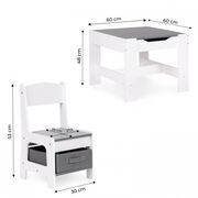 Set de masa cu doua scaune pentru copii ecotoys zkc-1a - alb-gri edeedizkc-1a