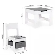 Set de masa cu doua scaune pentru copii ecotoys zkc-1a - alb-gri edeedizkc-1a