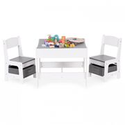 Set de masa cu doua scaune pentru copii ecotoys zkc-1a - alb-gri edeedizkc-1a