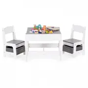 Set de masa cu doua scaune pentru copii ecotoys zkc-1a - alb-gri edeedizkc-1a