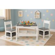 Set de masa cu doua scaune pentru copii ecotoys zkc-1a - alb-gri edeedizkc-1a