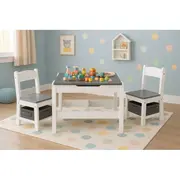 Set de masa cu doua scaune pentru copii ecotoys zkc-1a - alb-gri edeedizkc-1a