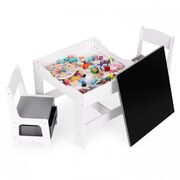 Set de masa cu doua scaune pentru copii ecotoys zkc-1a - alb-gri edeedizkc-1a