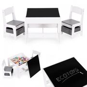 Set de masa cu doua scaune pentru copii ecotoys zkc-1a - alb-gri edeedizkc-1a