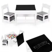 Set de masa cu doua scaune pentru copii ecotoys zkc-1a - alb-gri edeedizkc-1a
