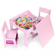 Set de masa cu doua scaune pentru copii ecotoys zkc-1b - roz edeedizkc-1b