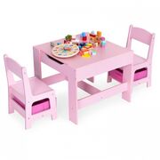 Set de masa cu doua scaune pentru copii ecotoys zkc-1b - roz edeedizkc-1b