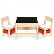 Set de masa cu doua scaune pentru copii ecotoys zkc-1c - natur edeedizkc-1c