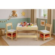 Set de masa cu doua scaune pentru copii ecotoys zkc-1c - natur edeedizkc-1c