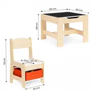 Set de masa cu doua scaune pentru copii ecotoys zkc-1c - natur edeedizkc-1c