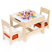 Set de masa cu doua scaune pentru copii ecotoys zkc-1c - natur edeedizkc-1c