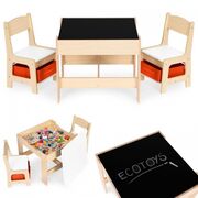 Set de masa cu doua scaune pentru copii ecotoys zkc-1c - natur edeedizkc-1c