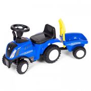 Tractor de impins new holland cu remorca pentru copii 658t - albastru edeedi658tblue