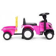 Tractor de impins new holland cu remorca pentru copii 658t - roz edeedi658tpink