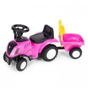 Tractor de impins new holland cu remorca pentru copii 658t - roz edeedi658tpink