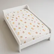 Cearsaf cu elastic din bumbac ranforce Animalutele padurii pentru saltea ovala de 122x69x11 cm - ASC6427968006686