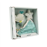 Set cadou bebe - zornaitoare si paturica moale de atasament ocean, de la 0 luni - okeml97360