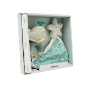 Set cadou bebe - zornaitoare si paturica moale de atasament ocean, de la 0 luni - okeml97360