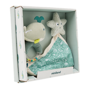 Set cadou bebe - zornaitoare si paturica moale de atasament ocean, de la 0 luni - okeml97360