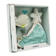 Set cadou bebe - zornaitoare si paturica moale de atasament ocean, de la 0 luni - okeml97360