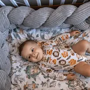 Bumper Impletit Pentru Patut ,   Meowbaby   Aesthetic Ecru, 200 Cm Pjbwkae02