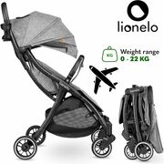 Carucior sport, Lionelo, Julie One, De la nastere, Greutate redusa, Cu accesorii, Cadru din aluminiu, 0-22 kg, Pliere compacta pentru avion, Conform cu standardele europene de securitate EN1888-1 si EN1888-2, Gri BYNLO-JULIE_ONE_STONE_GREY