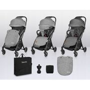 Carucior sport, Lionelo, Julie One, De la nastere, Greutate redusa, Cu accesorii, Cadru din aluminiu, 0-22 kg, Pliere compacta pentru avion, Conform cu standardele europene de securitate EN1888-1 si EN1888-2, Gri BYNLO-JULIE_ONE_STONE_GREY