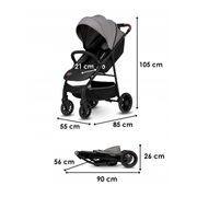 Carucior sport, Lionelo, Zoey, De la nastere, Cu accesorii, Cadru din aluminiu, 0- 15 kg, Conform cu standardul european de securitate EN1888-1, Gri BYNLO-ZOEY_GREY_STONE