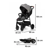 Carucior sport, Lionelo, Zoey, De la nastere, Cu accesorii, Cadru din aluminiu, 0- 15 kg, Conform cu standardul european de securitate EN1888-1, Gri BYNLO-ZOEY_GREY_STONE