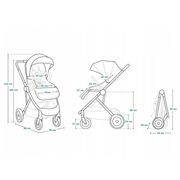 Carucior sport, Lionelo, Zoey, De la nastere, Cu accesorii, Cadru din aluminiu, 0- 15 kg, Conform cu standardul european de securitate EN1888-1, Gri BYNLO-ZOEY_GREY_STONE