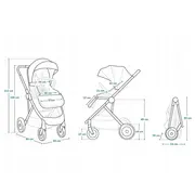 Carucior sport, Lionelo, Zoey, De la nastere, Cu accesorii, Cadru din aluminiu, 0- 15 kg, Conform cu standardul european de securitate EN1888-1, Gri BYNLO-ZOEY_GREY_STONE