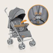 Carucior sport compact, Lionelo, Irma, Spatar reglabil in 4 pozitii, Suport picioare reglabil, Manere rotative, Pliere tip umbrela, 6- 36 luni, Pana la 15 kg, Conform cu EN1888-1:2018, Gri BYNLO-IRMA_GREY/DARKGREY