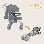 Carucior sport compact, Lionelo, Irma, Spatar reglabil in 4 pozitii, Suport picioare reglabil, Manere rotative, Pliere tip umbrela, 6- 36 luni, Pana la 15 kg, Conform cu EN1888-1:2018, Gri BYNLO-IRMA_GREY/DARKGREY