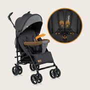 Carucior sport compact, Lionelo, Irma, Spatar reglabil in 4 pozitii, Suport picioare reglabil, Manere rotative, Pliere tip umbrela, 6- 36 luni, Pana la 15 kg, Conform cu EN1888-1:2018, Gri/Negru BYNLO-IRMA_BLACK/DARKGREY