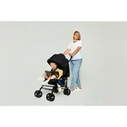 Carucior sport compact, Lionelo, Irma, Spatar reglabil in 4 pozitii, Suport picioare reglabil, Manere rotative, Pliere tip umbrela, 6- 36 luni, Pana la 15 kg, Conform cu EN1888-1:2018, Gri/Negru BYNLO-IRMA_BLACK/DARKGREY