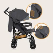 Carucior sport compact, Lionelo, Irma, Spatar reglabil in 4 pozitii, Suport picioare reglabil, Manere rotative, Pliere tip umbrela, 6- 36 luni, Pana la 15 kg, Conform cu EN1888-1:2018, Gri/Negru BYNLO-IRMA_BLACK/DARKGREY