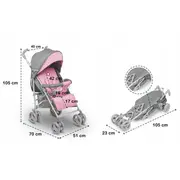 Carucior sport compact, Lionelo, Irma, Spatar reglabil in 4 pozitii, Suport picioare reglabil, Manere rotative, Pliere tip umbrela, 6- 36 luni, Pana la 15 kg, Conform cu EN1888-1:2018, Roz BYNLO-IRMA_PINK
