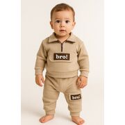 Costum din bumbac 100% pentru bebeluși - bro brown bbl16
