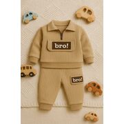 Costum din bumbac 100% pentru bebeluși - bro brown bbl16