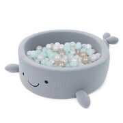 Piscina Cu Bile Boucle Pentru Copii Meowbaby   Balena,   Dusty Ice Blue, Fara Bile, Material Certificat Oeko-tex Pjbmbsbawlr21190