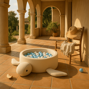 Piscina Cu Bile Boucle Pentru Copii Meowbaby   Turtle ,   Cheesecake Cream Beige, Fara Bile, Material Certificat Oeko-tex Pjbmbobaz240ie