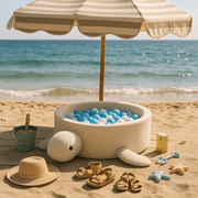 Piscina Cu Bile Boucle Pentru Copii Meowbaby   Turtle ,   Cheesecake Cream Beige, Fara Bile, Material Certificat Oeko-tex Pjbmbobaz240ie